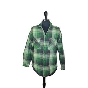 National Outfitters Plaid Flannel Shacket Quilted Lining Work Utility